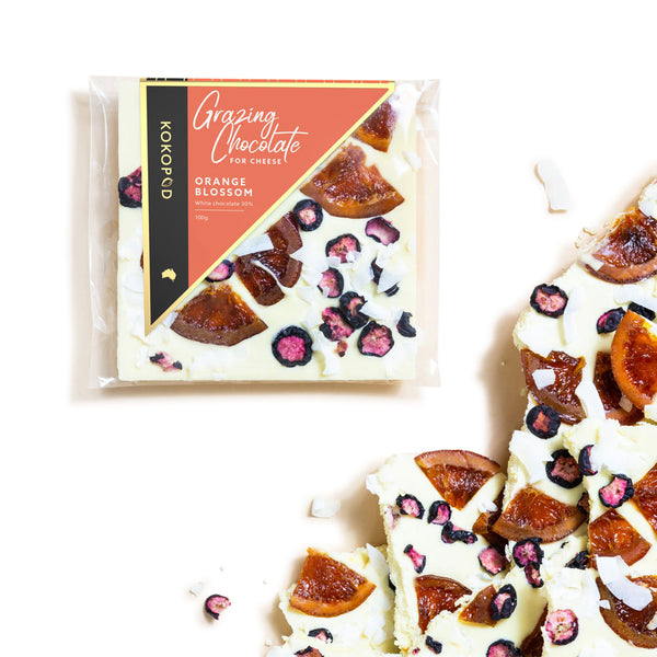 100g Orange Blossom, blueberry & coconut grazing block